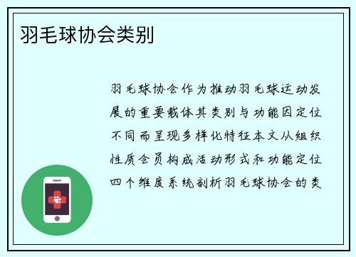 羽毛球协会类别