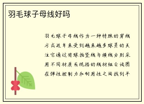 羽毛球子母线好吗